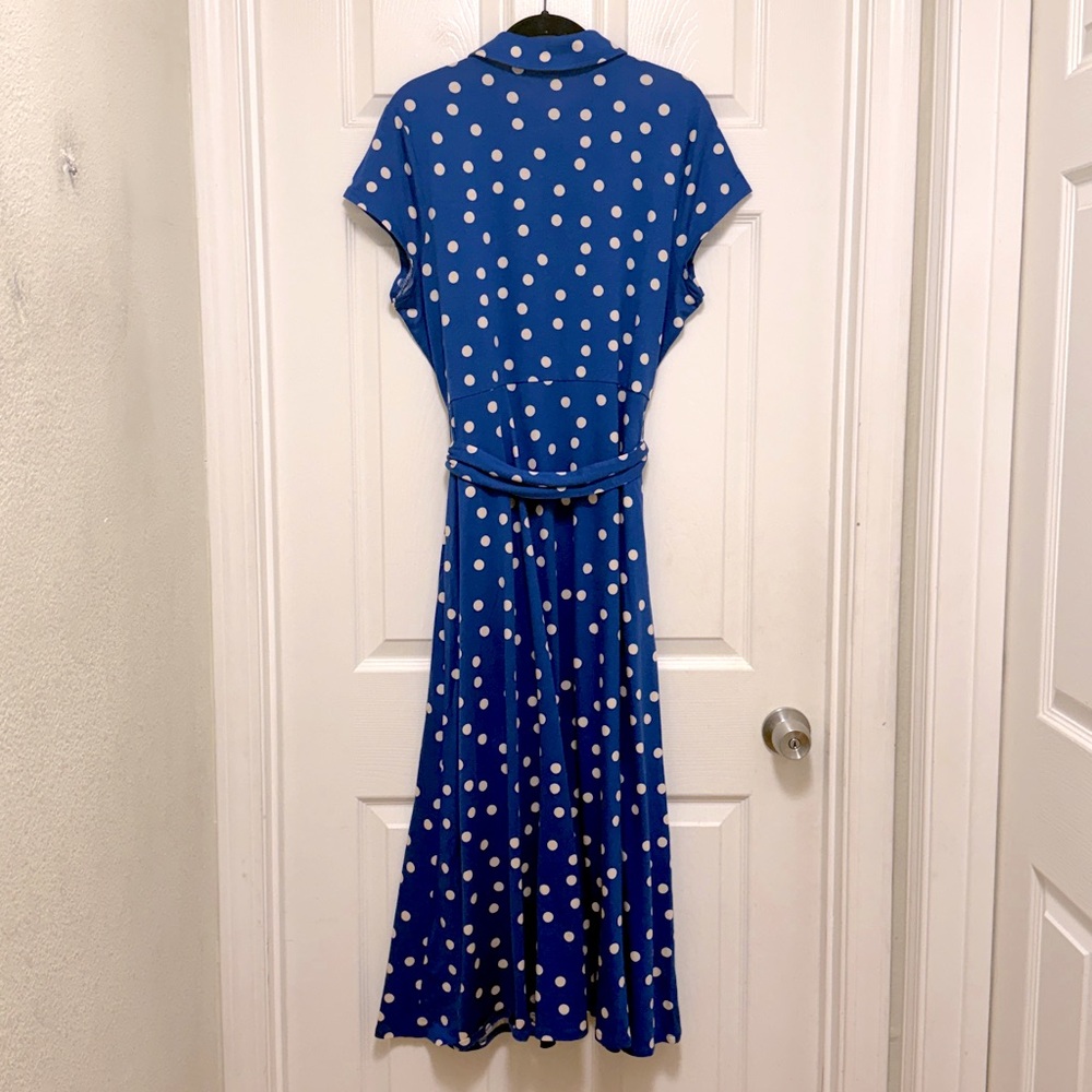 NWT Boden Marcia Jersey Shirt Dress in Bright Blue Painted Dot - Picture 9 of 10
